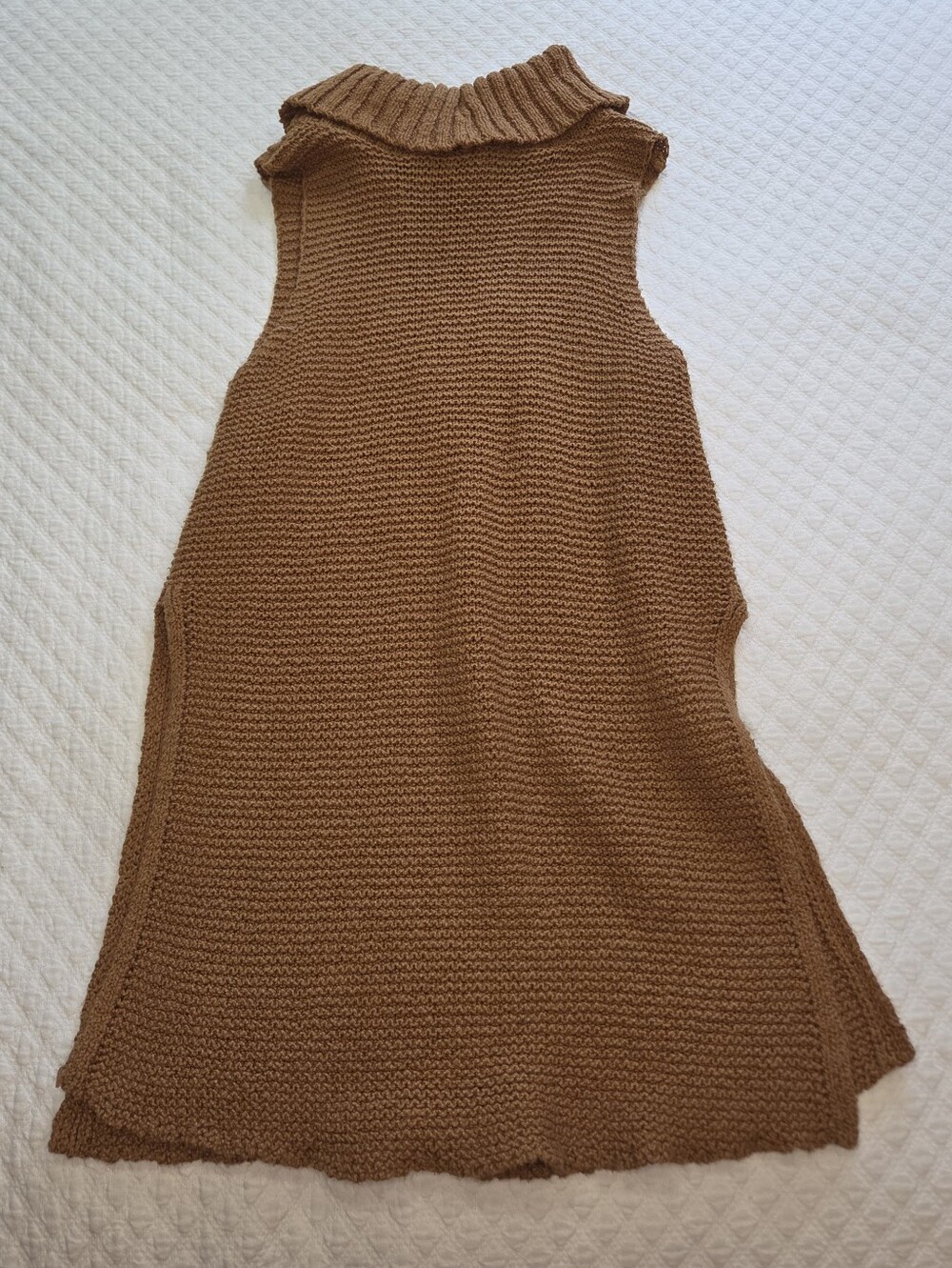 Soft Surroundings Brown Cotton Chunky Knit Turtleneck Sleeveless Tunic Vest Top